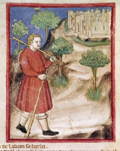 Jacob vai para Laban na Mesopotâmia Miniatura do Codex 212 (ou Padovano ou Bíblia de Pádua) 1390-1400 Rovigo, Accademia dei Concordi de Unknown artist