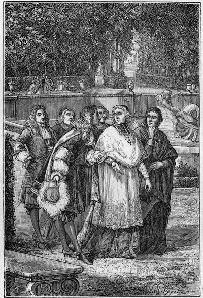 Jacques-Benigne (Jacques Benigne) Bossuet (1627-1704), prelâteau francês e escritor no beco dos filósofos em Versalhes. Gravura do século XIX. de Unknown artist