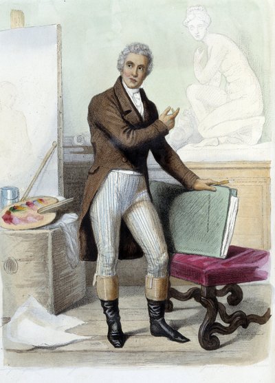 Jacques Louis David pintor e caricaturista francês (1748-1825) em Ed. Mennechet, "Le Plutarque francais" (1748-1825) de Unknown artist