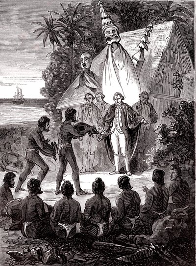 James Cook com os nativos da Ilha Sandwich de Unknown artist