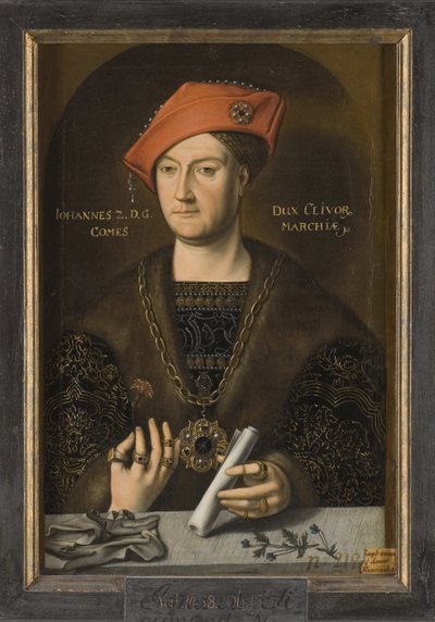 Jean II de Cleves, dit le Clement - Retrato de João II (1458-1521), Duque de Cleves, Conde de Marcos, Anónimo . Óleo sobre tela. Dimensão : 66x45 cm. Nationalmuseum Estocolmo de Unknown artist