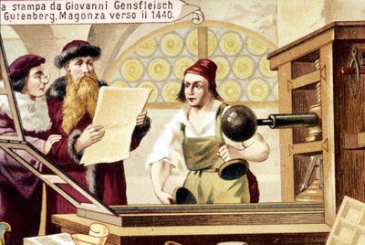 Johannes Gensfleisch Gutenberg (1400-1468). cerca de 1440. A cromolitografia do século XIX. de Unknown artist