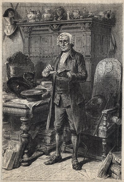 Jonathan Oldenbuck (ou Aldinbbuck) - ilustração do século XIX para o romance "O Antigo" de Walter Scott (1771-1832) de Unknown artist