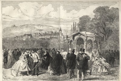 Konversationshaus - Baden Baden (Baden-Baden), Alemanha - O passeio em frente à casa de conversação - Vista geral de Baden-Baden a partir dos jardins da Casa de Conversação - 1867 de Unknown artist