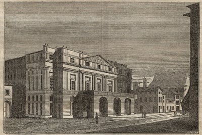La Scala em Milão - Vista do teatro de La Scala em Milão, Itália - (Teatro alla Scala Milão) - 1837 de Unknown artist