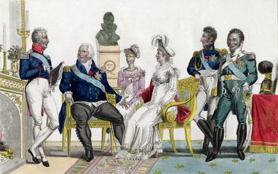 A Família Real - Charles, Conde de Artois, Luís XVIII, Marie Caroline, Duquesa de Berry (Marie-Caroline de Bourbon-Sicilies) Marie Therese, Duquesa de Angouleme (Marie-Therese Charlotte de France apelidada de Madame Royale) Louis Antoin de Unknown artist