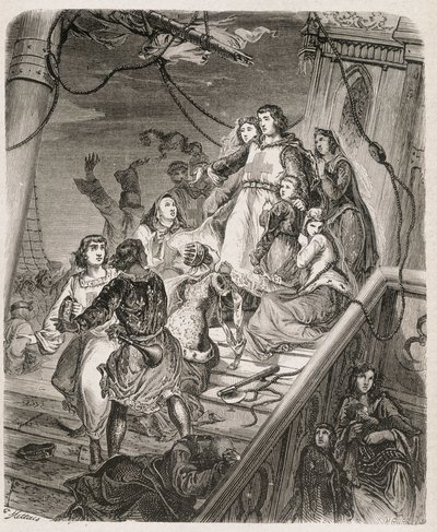 La galère de Saint Louis - em "História de Papas, Reis, Rainhas, Imperadores, Através dos Séculos" por Maurice Lachatre 1857 de Unknown artist
