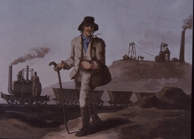 Trabalhador, início da revolução industrial, início do século XIX (cor litho) de Unknown artist