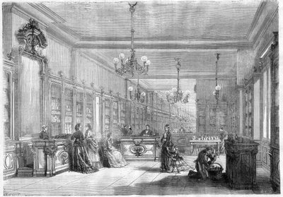 Grande casa de perfumaria Pinaud e Meyer (Edouard Pinaud e Meyer), boulevard de Strasbourg em Paris, em 1870 de Unknown artist