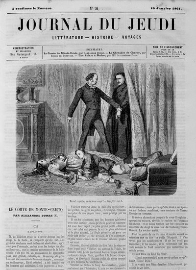 Le Comte de Monte Cristo (Monte Cristo) - no "Le Journal du Thursdays" de 20/01/1861 de Unknown artist