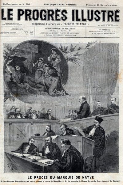 Le proces du marquês de Nayve aux assizes de Bourges em 1895 - Gravação em "Le Progres illustrious" de 1895 de Unknown artist