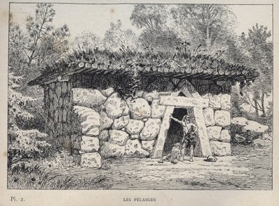 Les Pelasges (Pelasgians) - gravura de 1889 em "Histoire de habitation humaine à l
