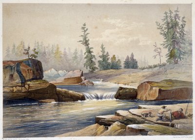 Les chutes de papineau - em "Sketches on the nipisaguit a river of New Brunswick in America" por William Hickman, ed. Halifax de Unknown artist