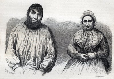 Les epoux Dumollard (Martin Dumollard (1810-1862) e sua esposa cúmplice Marie Anne (Marie-Anne) Martinet (1814-1875) Gravura do século XIX de Unknown artist