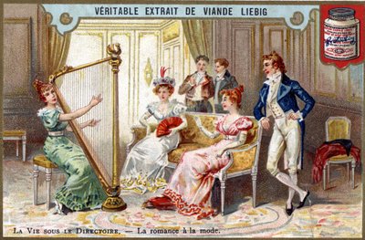 A vida sob o conselho de administração: romance na moda. Chromo Liebig do final do século XIX. de Unknown artist