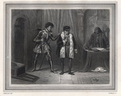 Luís XI prisioneiro de Carlos o Duque Temerário de Borgonha - Rei da França Luís XI (rei 1461-1483) ao encontro do seu adversário Carlos o Duque Temerário de Borgonha em 1467-1477 a Peronne em Outubro de 1468, período da Ligue du Bien Public - rei francês  de Unknown artist