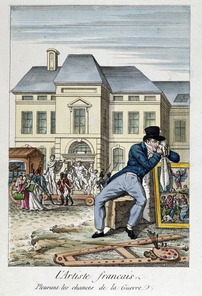 Louvre: O artista francês de luto pelas possibilidades da guerra, gravura do século XIX de Unknown artist