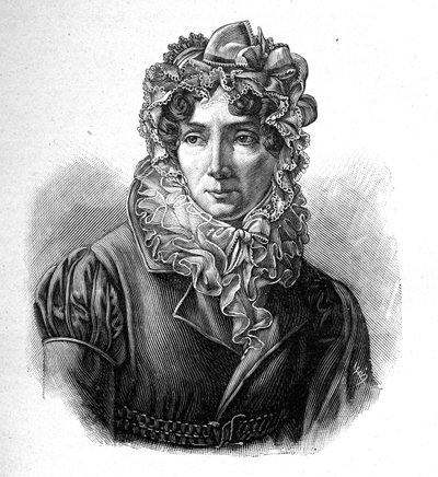 Madame de Genlis - Retrato de Stéphanie Felicita a Crista de Saint Aubin (Saint-Aubin) (1746-1830), Condessa de Genlis, mulher francesa de letras. de Unknown artist