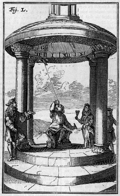 Relógio magnético, depois de Dalence (1687). Gravura em "La Nature: Revue des sciences et de leurs applications aux arts et a l