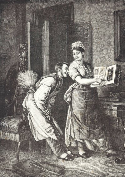 Criada a tomar liberdades e ouvida pela dona de casa (litho) de Unknown artist