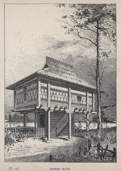 Maison Slave - gravura de 1889 em "Histoire de habitation humaine à l