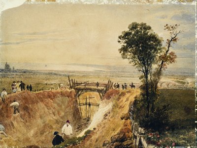 Making the Shoreham Railroad, c.1840 (aguarela sobre papel) de Unknown artist