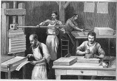 Fabricação de cartas para jogar pelos métodos antigos. de Unknown artist