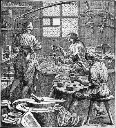Fabricação de costura no século XVIII. de Unknown artist