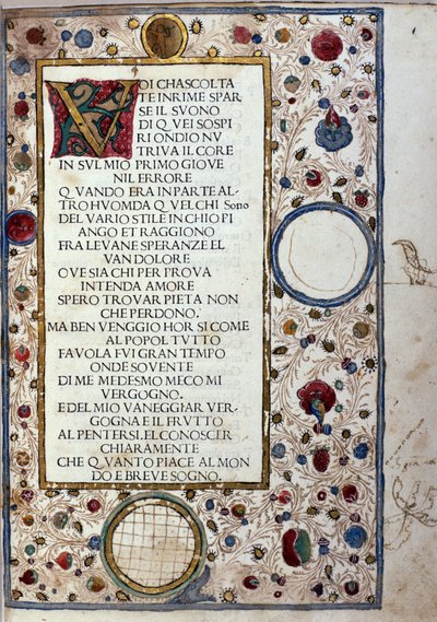Página de manuscrito de "Il Canzoniere" de Francesco Petrarca (Petrarca) (1304-1374) 1493 de Unknown artist
