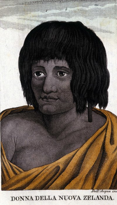 Mulher maori da Nova Zelândia. Gravura do início do século XIX. de Unknown artist