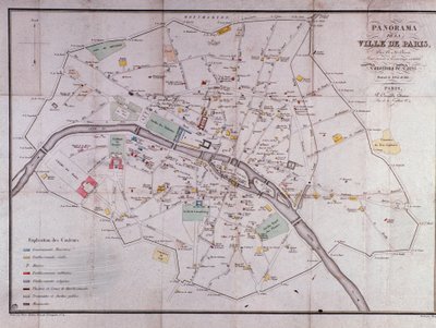 Mapa da cidade de Paris, em 1840. de Unknown artist