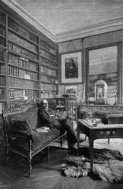 Marcellin Berthelot (1827-1907), químico francês, em sua prática. Gravura em "La Nature: Revue des sciences et de leurs applications aux arts et a l