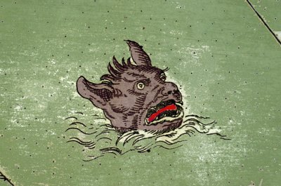 Monstro marinho com a cabeça do demônio. detalhe de um mapa do atlas de Urbano Monte de Unknown artist
