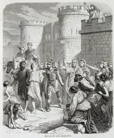 Martírio de Saint Symphorien - no "Histoire des popes", de Maurice Lachatre de Unknown artist
