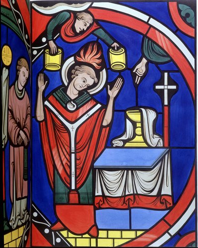 Missa. Símil universitário de um vitral da catedral de Le Mans. Traçado do século XIX. de Unknown artist