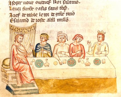 Refeição do rei e seus súbditos Miniatura da Biblioteca Marciana Veneza do século XII de Unknown artist