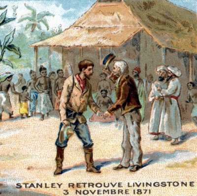 Reunião entre Sir Henry Morton Stanley (1841-1904) e David Livingstone (1813-1873) em 1871 de Unknown artist