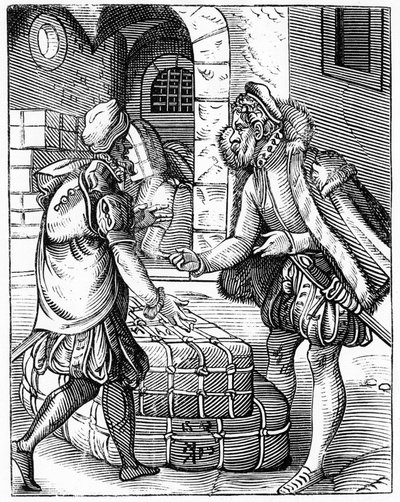 Comerciantes - em "De Artibus Illiberalibus et Mechanicis,..." de Unknown artist