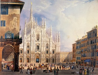 Milão, Praça Duomo, por volta de 1825. de Unknown artist