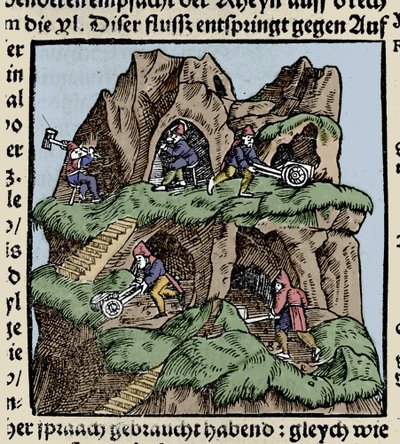 Minas no século XV. Gravura de Johann Stumpff "Den Edlen Strengthen Besten Fromen". início do século XVI. de Unknown artist