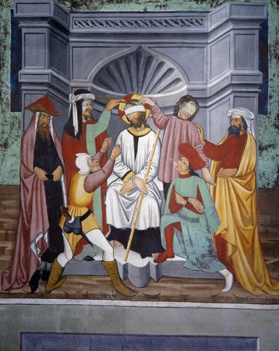 A troça de Cristo, Vida de Cristo (século XV), frescos, Capela de São Sebastião, Villard-de-Lans, Rhone-Alpes, França. de Unknown artist