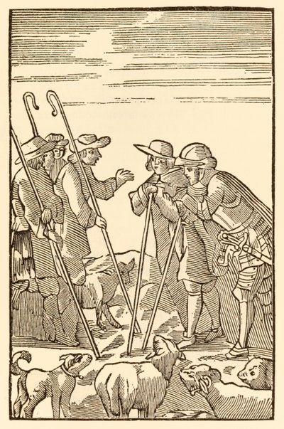 Montanha Deleitável eles agora ascendem dos Progresso dos Peregrinos deste Mundo, àquele que está por vir John Bunyan (1628-1688) Cristãos e Esperançosos encontram os Pastores: Conhecimento, Experiência, Wat de Unknown