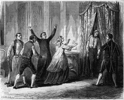Misterioso enforcamento do último príncipe do Conde (Louis Henri Joseph de Bourbon de Unknown artist