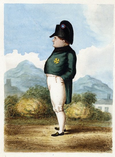 Napoleão Bonaparte na ilha de Santa Helena - Oficial de artilharia desconhecido - 1817 - Aguarela sobre papel - 30x22,6 - Coleção Privada de Unknown artist
