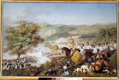 Guerra Napoleónica: "A infantaria francesa contra a cavalaria prussiana" Aguarela anónima. 1813 Berlim, museu histórico de Unknown artist