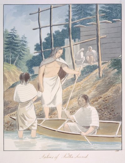 Nativos de Nootka Sound, c.1843-50 (aguarela) de Unknown artist