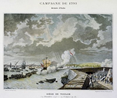 Batalha Naval: Cerco de Toulon em 1793 - em "As batalhas navais de Napoleão". de Unknown artist