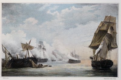 Batalha naval entre o navio francês "Formidable", e os navios ingleses, o "Cesar", o "Spencer", o "Venerable" e o fregate o "Thames" antes de Cádiz em 13 de julho de Unknown artist