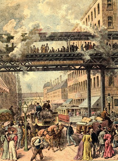 Rua de Nova Iorque. Em "Os Povos da Terra", 1890. de Unknown artist
