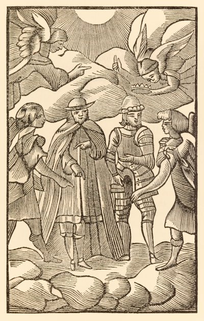 Agora, olhe agora como os santos peregrinos cavalgam, Nuvens são suas Carruagens, Anjos são seu guia dos peregrinos Progresso deste mundo, àquele que está por vir John Bunyan (1628-1688) Christian an de Unknown